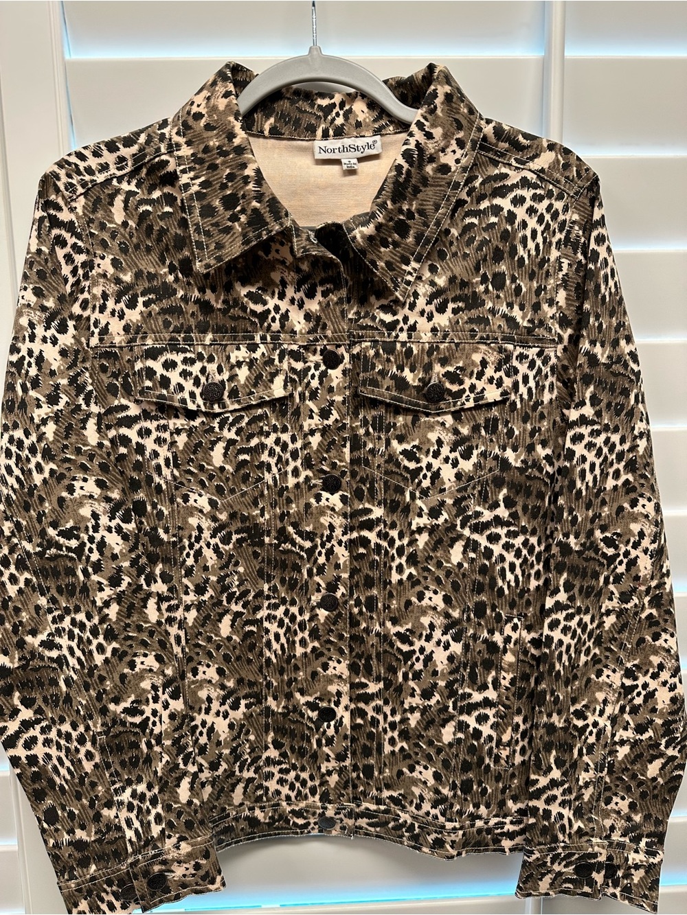 NorthStyle Women's Animal Print Jean Jacket - Brown & Black